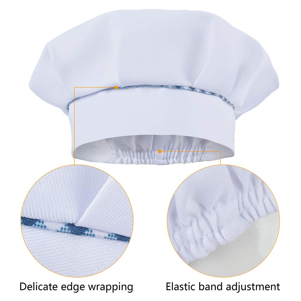 Sunland Kids Apron And Hat Set Children Chef Apron For Cooking Baking Painting White(M:6-12 Years)